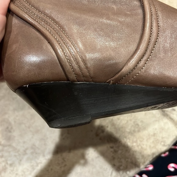 Leather Tan Wedge Boots - Picture 8 of 8